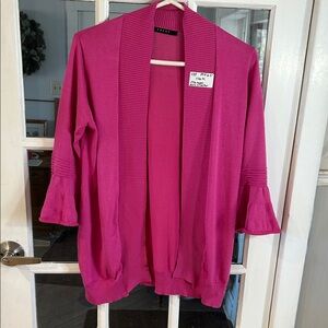 435.   Cyrus Open-Front Magenta Bell-Sleeve Cardigan
